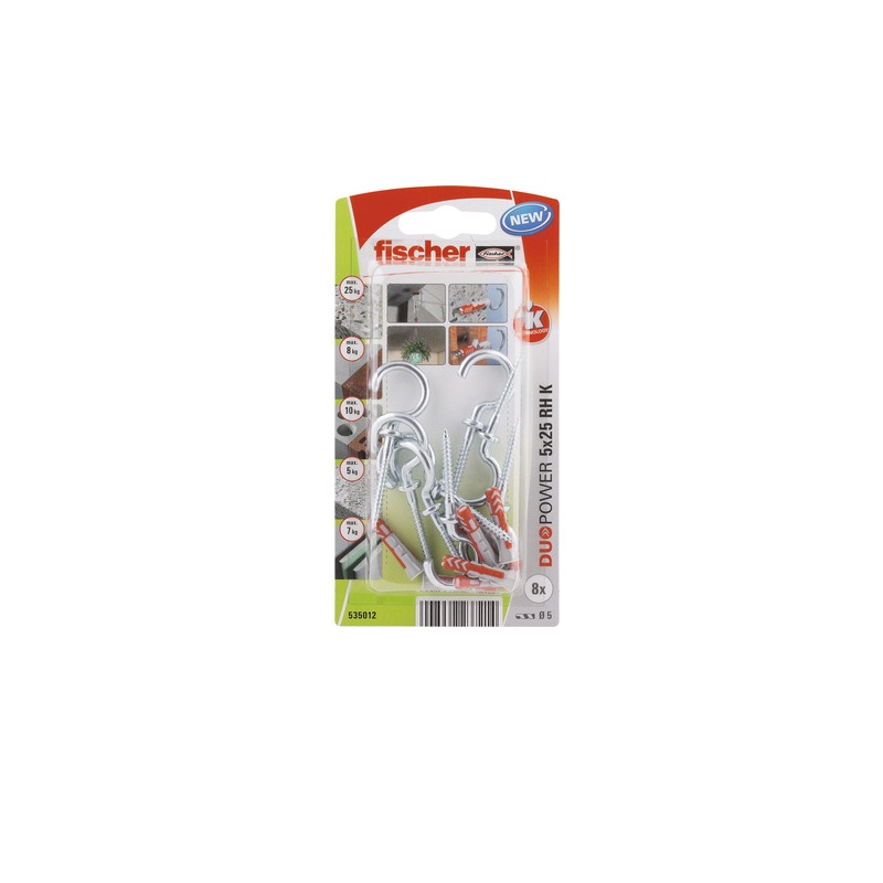 Set Diblu Fischer DuoPower 5x25 mm cu carlig rotund, 8 buc 2