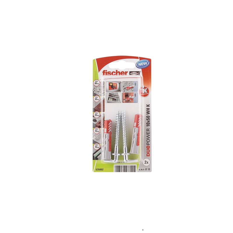 Set Diblu Fischer DuoPower 10x50 mm cu carlig in unghi, 2 buc 2