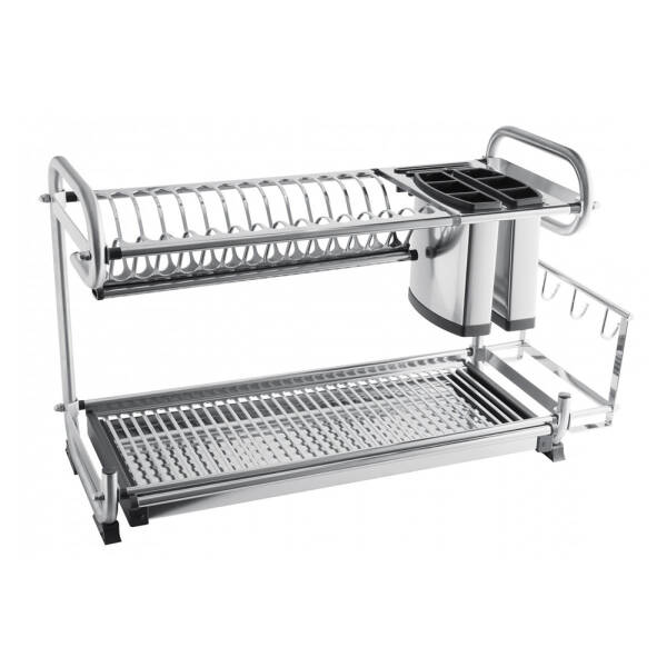 GTV Scurgator vase pentru blat, doua nivele, organizator tacamuri, 670 mm, inox
