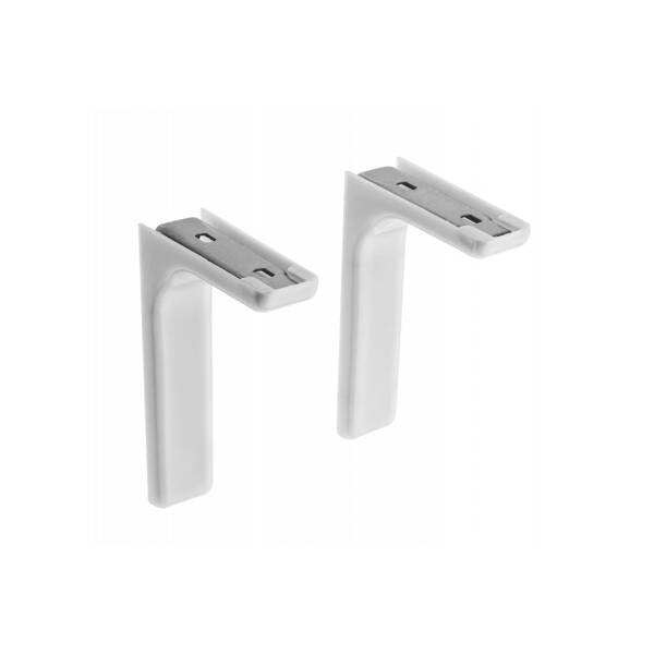 Set 2 console metalice, pentru polita din lemn sau pal, 185mm, cu masca din plastic, alba