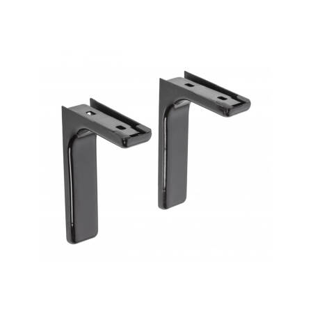 Set 2 console metalice, pentru polita din lemn sau pal, 185mm, cu masca din plastic, neagra