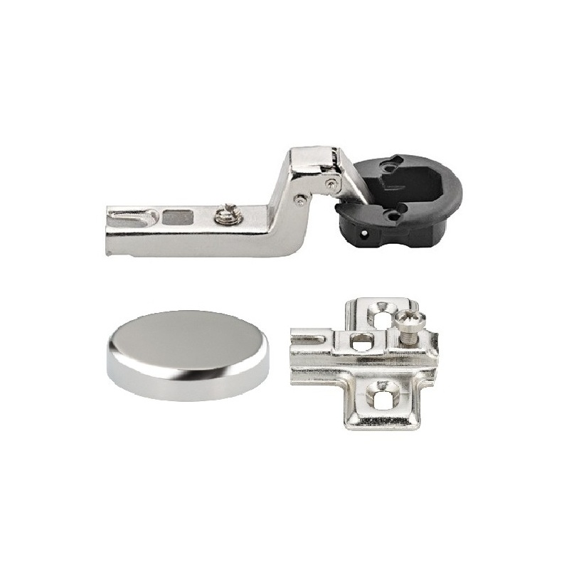 Hafele Set Balama Häfele 95°, incadrata, pentru sticla, placuta de montaj si placuta acoperire, finisaj aluminiu