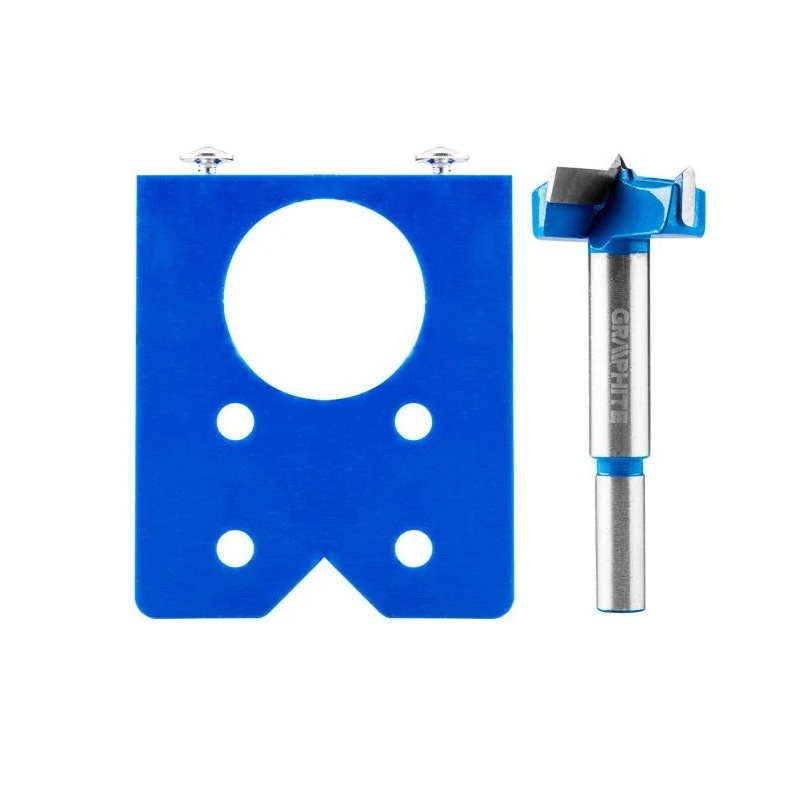Sablon gaurire si frezare balamale 35mm Graphite D35 cu freza inclusa pentru mobilier
