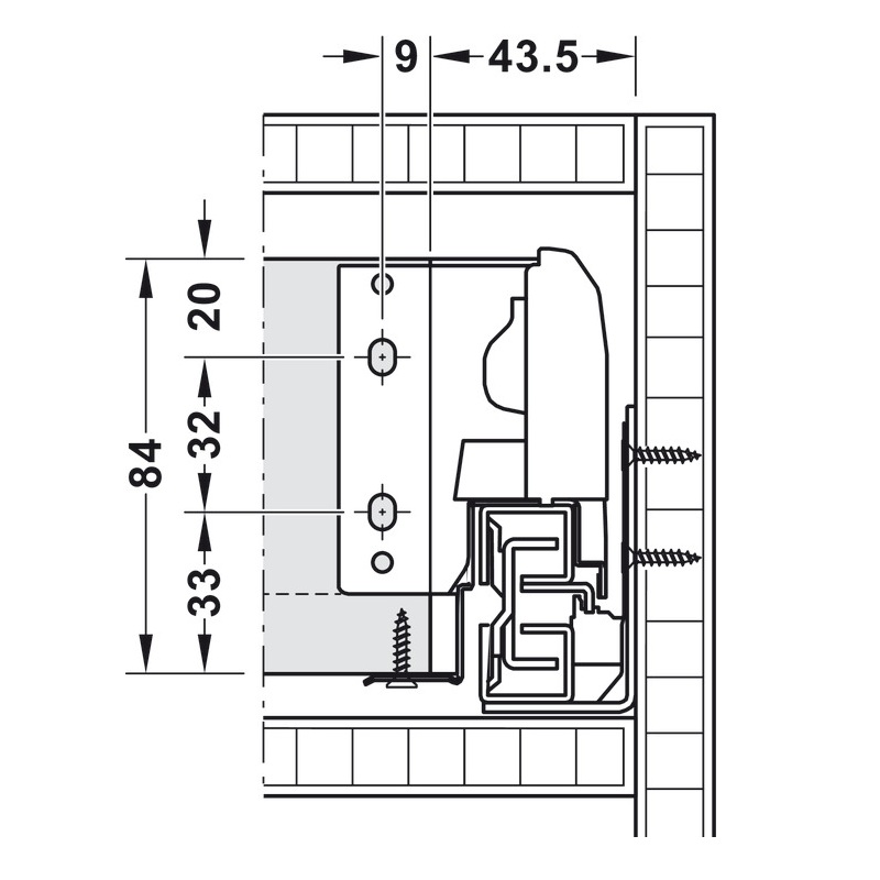 Glisiera cu laterale metalice, 450 mm, alb, Matrixbox Hafele 2