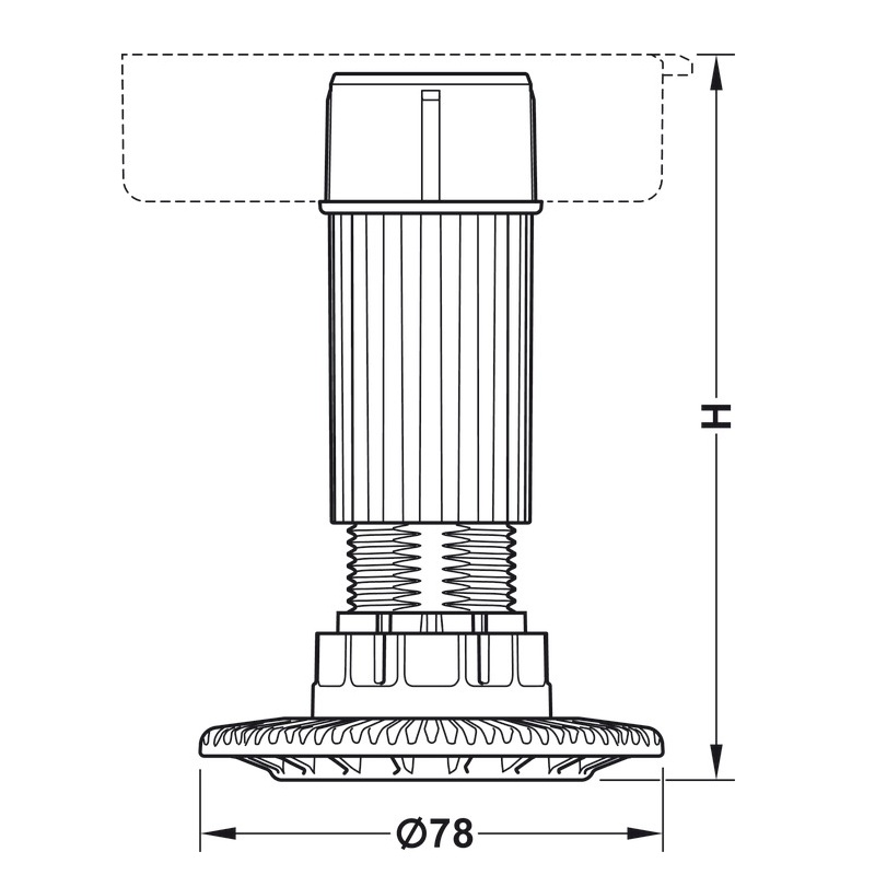 Picior bucatarie, H 53-70, negru, Axilo Hafele 2