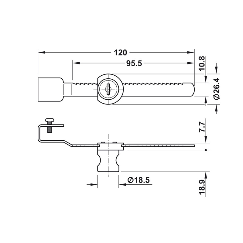Yala pentru usi culisante din sticla, 3-6mm, crom, Hafele 2