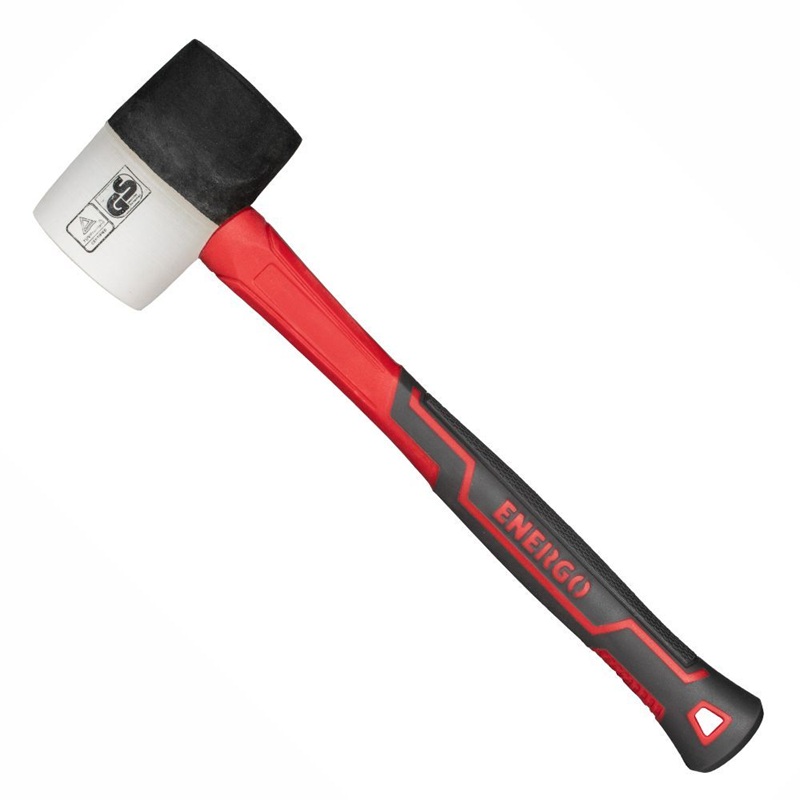 Ciocan cauciuc Energo Impact, 340g, AlbNegru, maner fibra