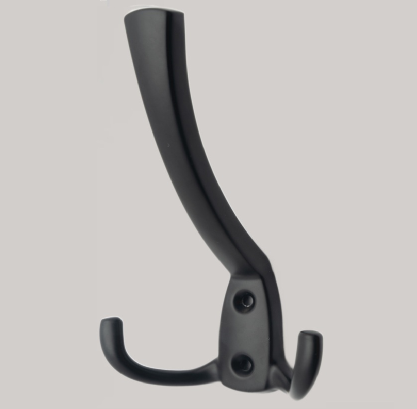 Cuier metalic H5739, 3 agatatori, finisaj negru mat