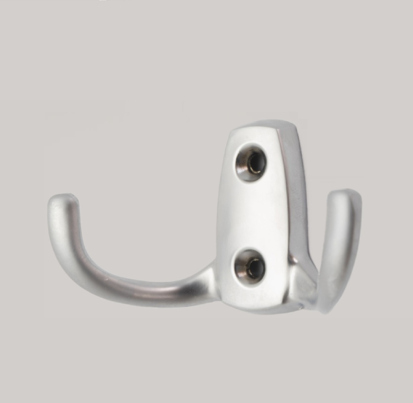 Cuier metalic H5738, 2 agatatori, finisaj aluminiu