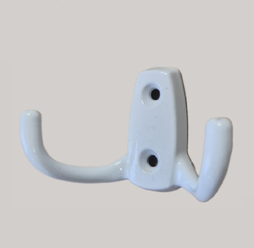 Cuier metalic H5738, 2 agatatori, finisaj alb