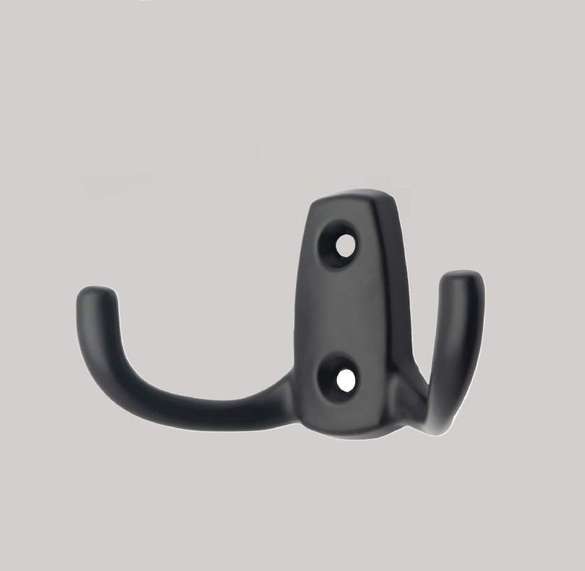 Cuier metalic H5738, 2 agatatori, finisaj negru mat