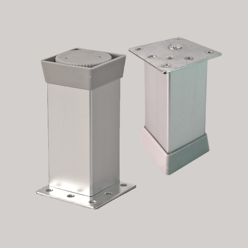 Picior patrat pentru mobilier, 40×40 mm, inaltime H100 mm, finisaj aluminiu