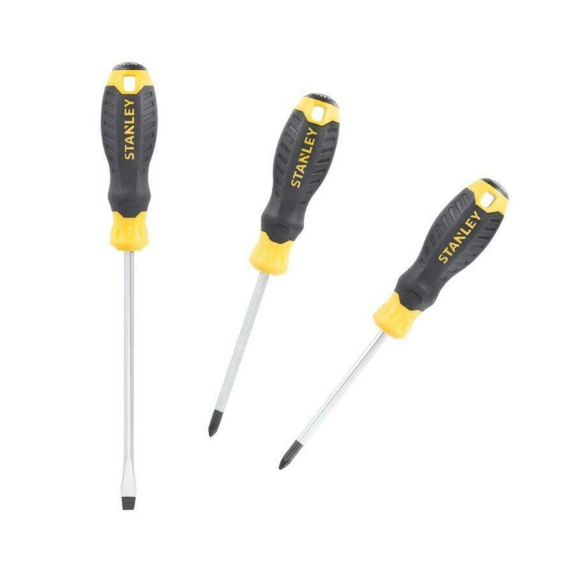 Set 3 Surubelnite Stanley Cushion Grip - PH2, PZ2 si Dreapta, Otel Crom Vanadiu