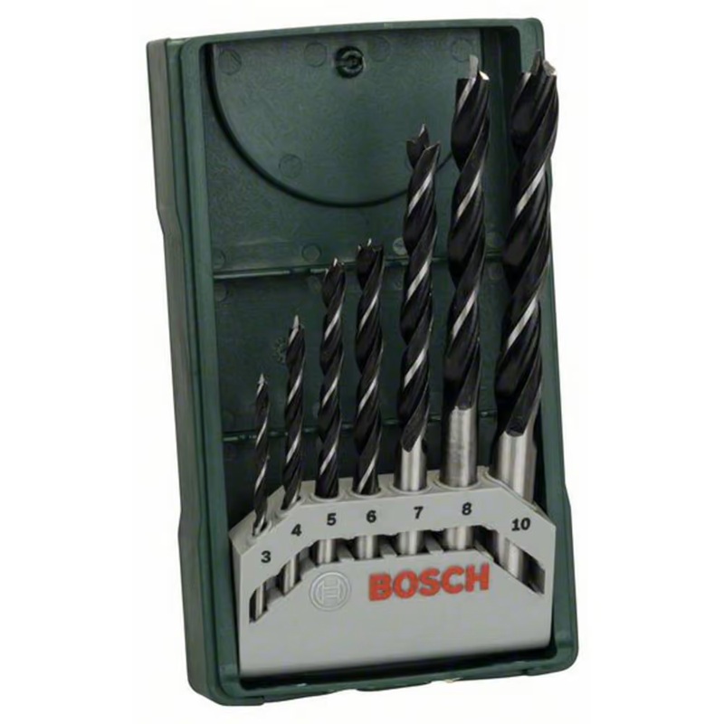 Set Burghie pentru Lemn, Bosch Mini X-Line, 7 Piese, 3-10 mm