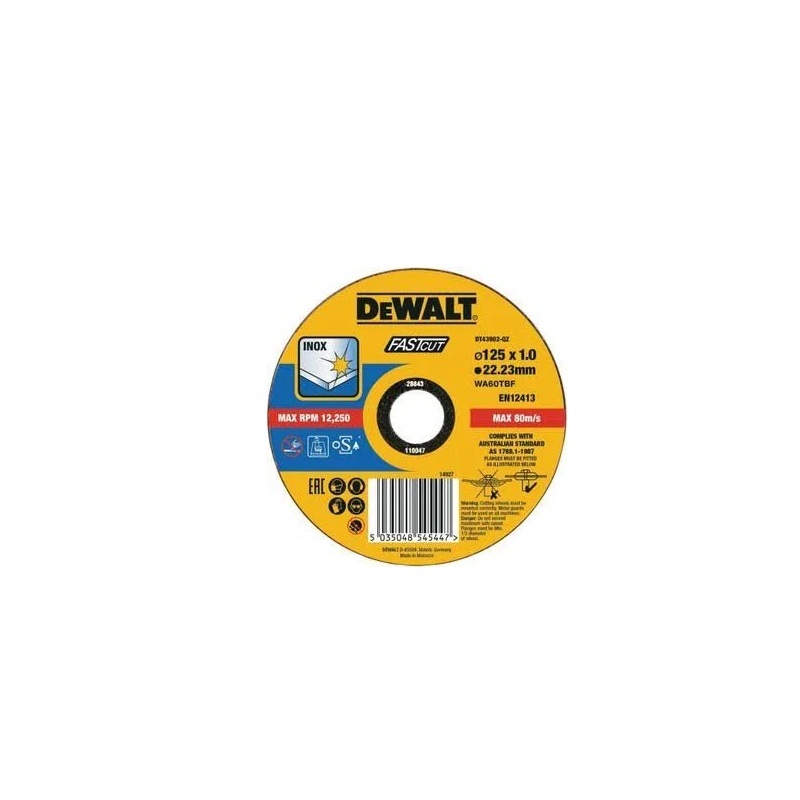 Disc de taiere INOX, 125 x 1 x 22.23 mm, DeWalt
