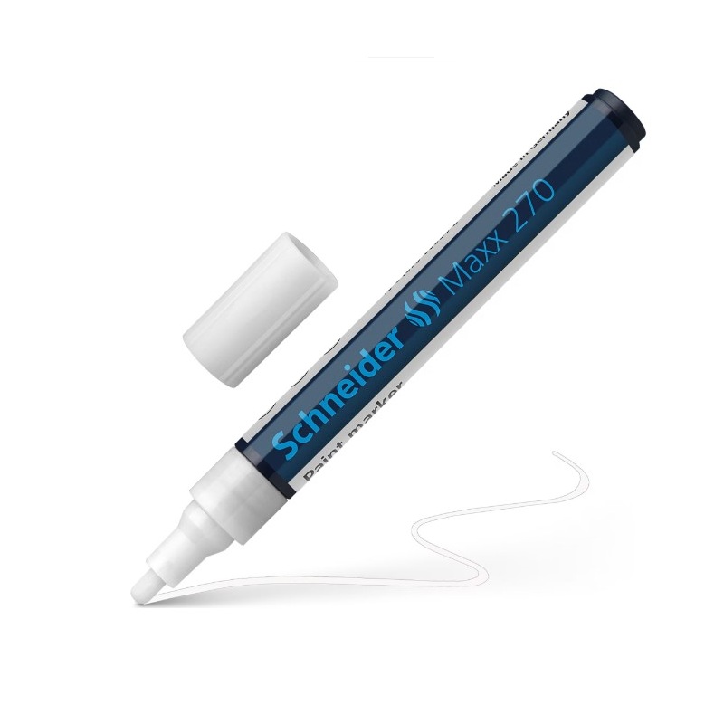 Marker permanent cu vopsea, alb, Schneider