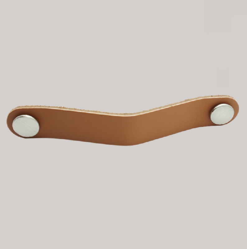 Maner mobilier SOFT P3, interaxa 128 mm, pvc, finisaj maro cu detalii inox