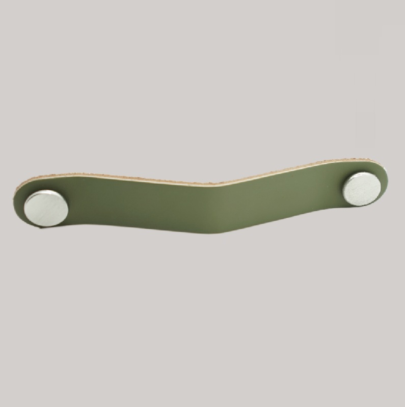 Maner mobilier SOFT P3, interaxa 128 mm, pvc, finisaj verde cu detalii inox