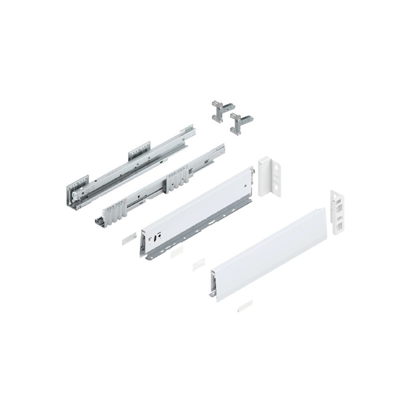 Merivobox M 450mm - H91mm Alb Matase, cuplaj inserta, M/M Blum
