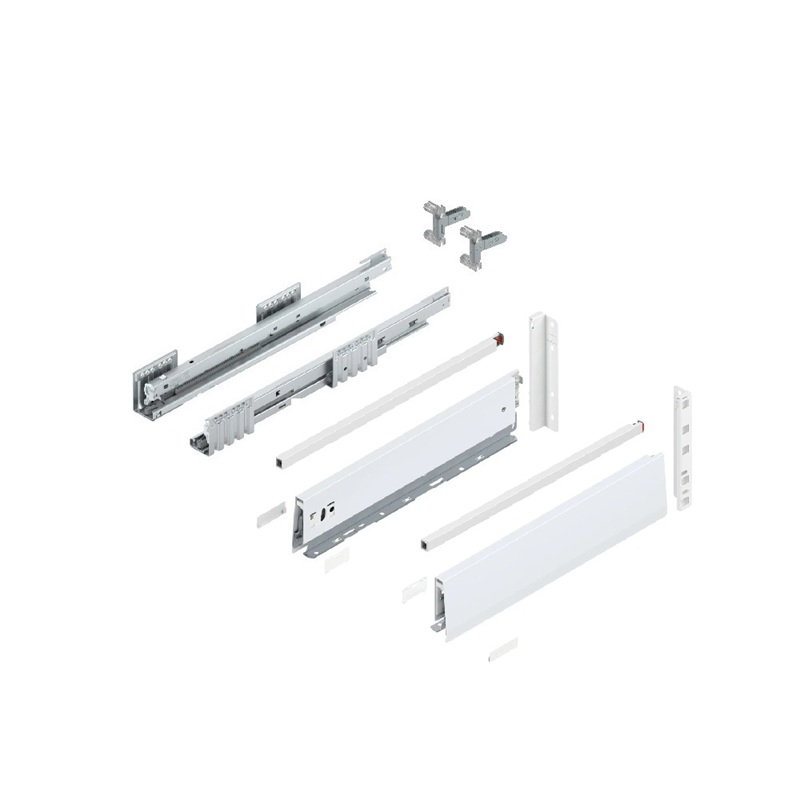 Merivobox E 500mm - H209mm (lonjeron) Alb Matase, cuplaj inserta, ME Blum