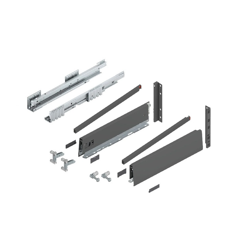 Merivobox E 450mm - H209mm (lonjeron) Gri Orion, cuplaj inserta, M/E Blum pentru casa si proiecte eficiente