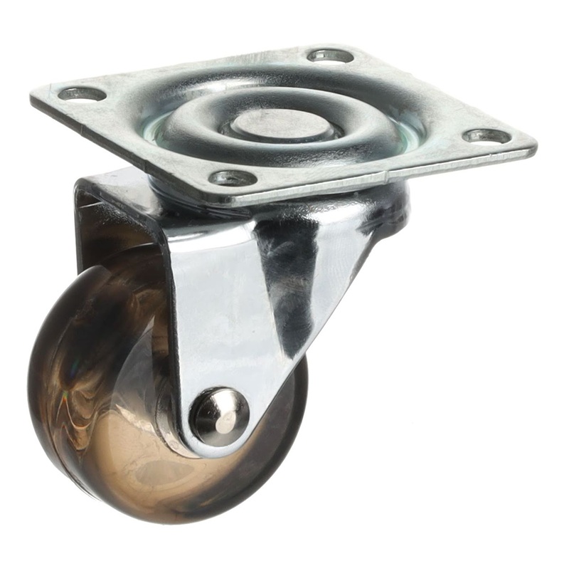 Rotila de mobilier Riex GC70 - D35mm, maro transparent, pl 50x50 mm, cale de rulare moale