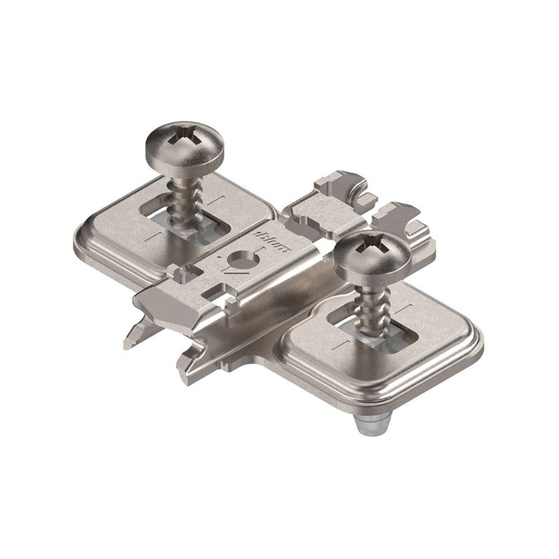 Placuta balama clip, in cruce, H-0mm nichelat, cu diblu, expando Blum