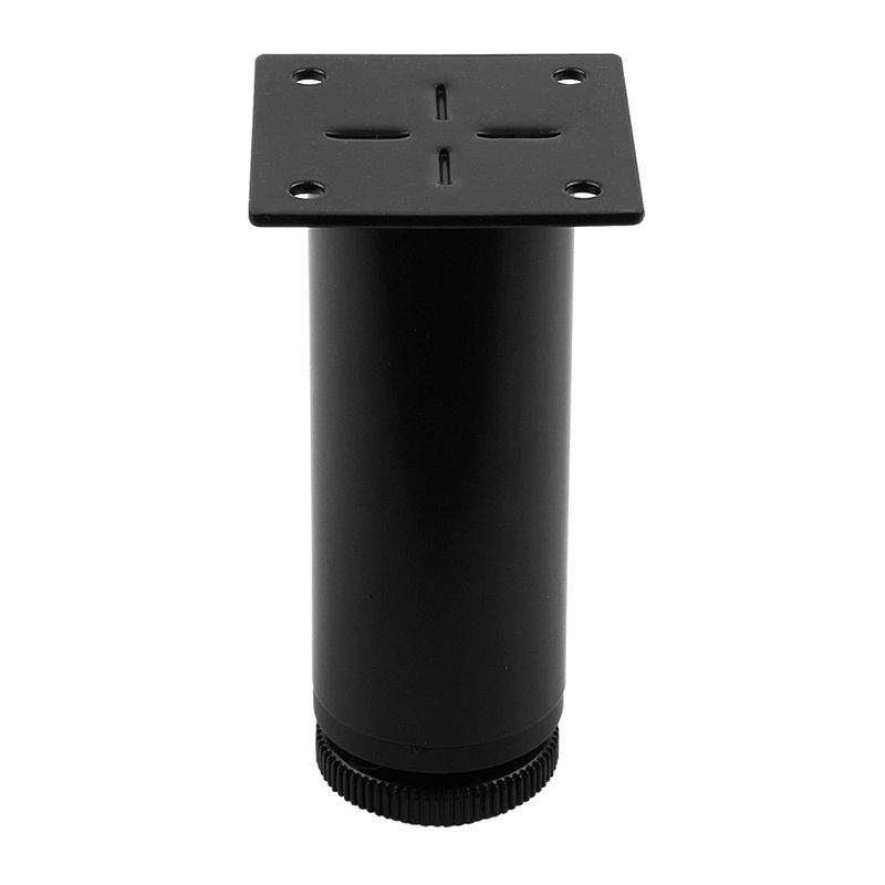 Picior metalic mobilier rotund, ajustabil, D40mm, H100mm, negru pentru casa si proiecte eficiente