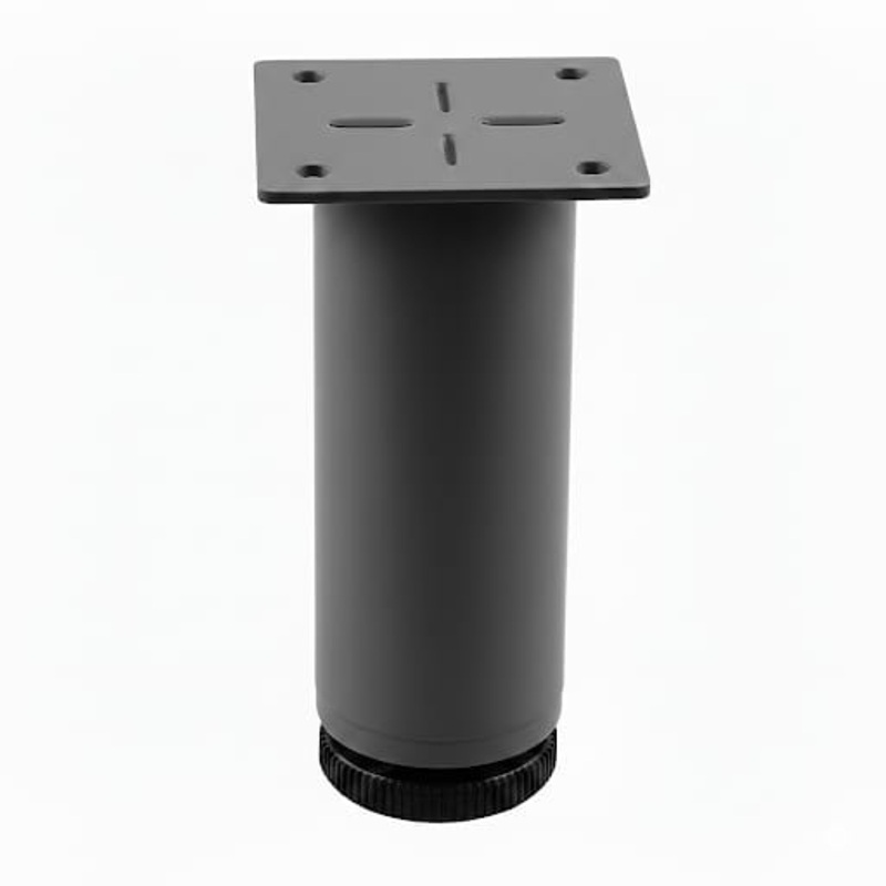 Picior metalic mobilier rotund, ajustabil, D40mm, H150mm, gri