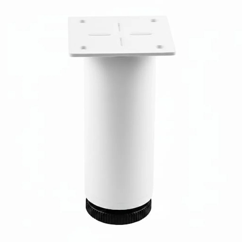 Picior metalic mobilier rotund, ajustabil, D40mm, H200mm, alb