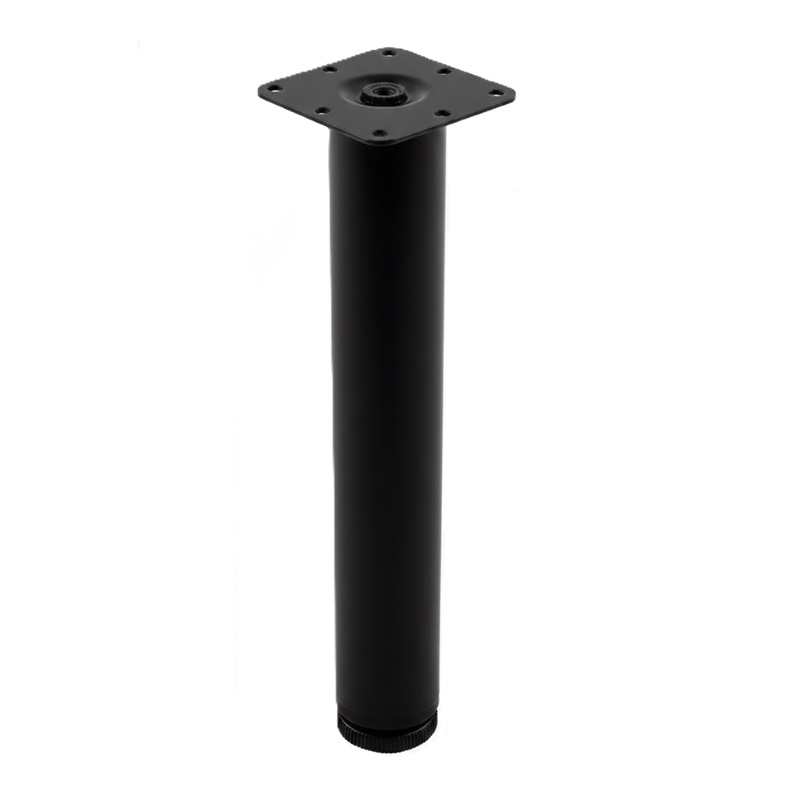 Picior metalic mobilier rotund, ajustabil, D40mm, H710mm, negru