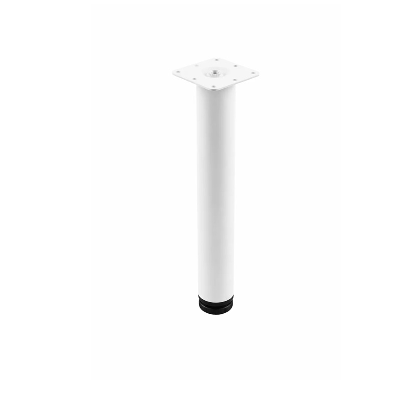 Picior metalic mobilier rotund, ajustabil, D40mm, H710mm, alb pentru casa si proiecte eficiente