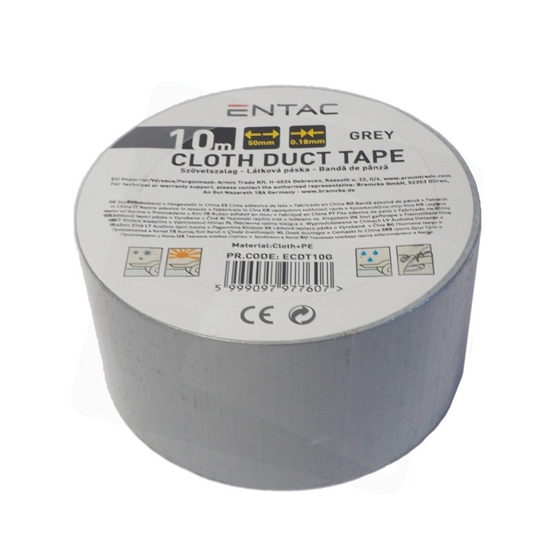 Banda adeziva ranforsata, 0.18 x 50 mm, gri, 10 m,  Entac