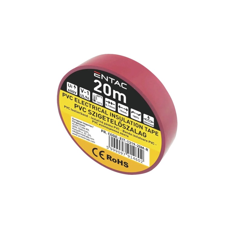 Banda izolatoare 0.13x15mm, 20m, rosu, Entac