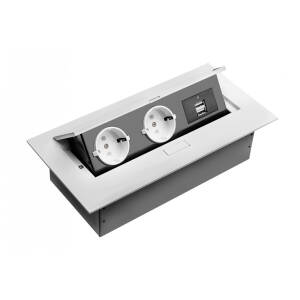 Priza incorporabila dreptunghiulara, 2xUSB , alb