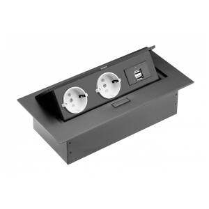 Priza incorporabila dreptunghiulara, 2xUSB , negru