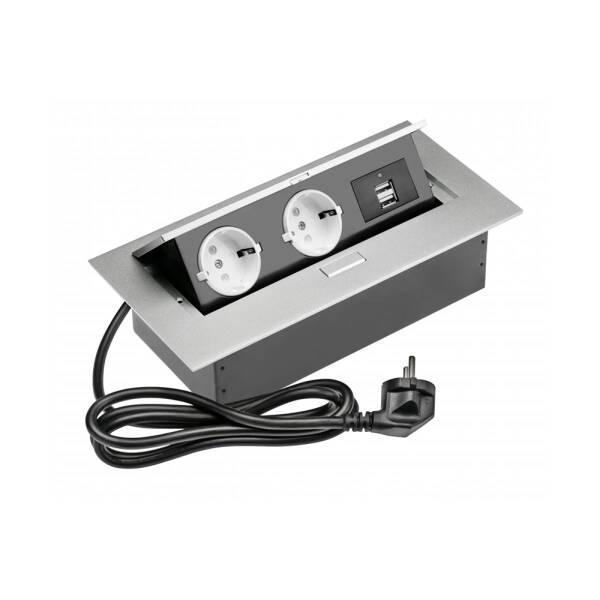 GTV Priza incorporabila dreptunghiulara, 2xUSB , gri pentru casa si proiecte eficiente