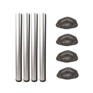 Picior masa rotund, inaltime 710 mm, eco, finisaj aluminiu, set 4 bucati