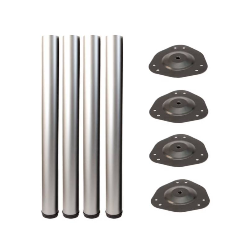 Picior masa rotund, inaltime 710 mm, eco, finisaj aluminiu, set 4 bucati