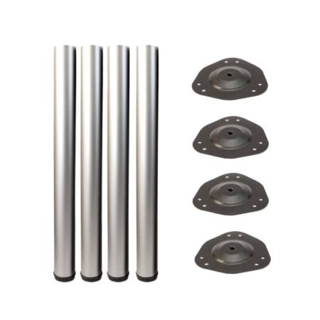 Picior masa rotund, inaltime 710 mm, eco, finisaj aluminiu, set 4 bucati